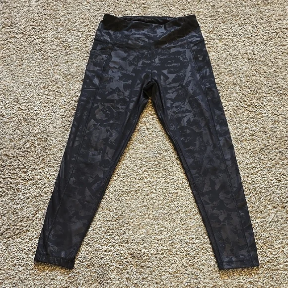 Calvin Klein Black Patterned Leggings - Picture 1 of 5